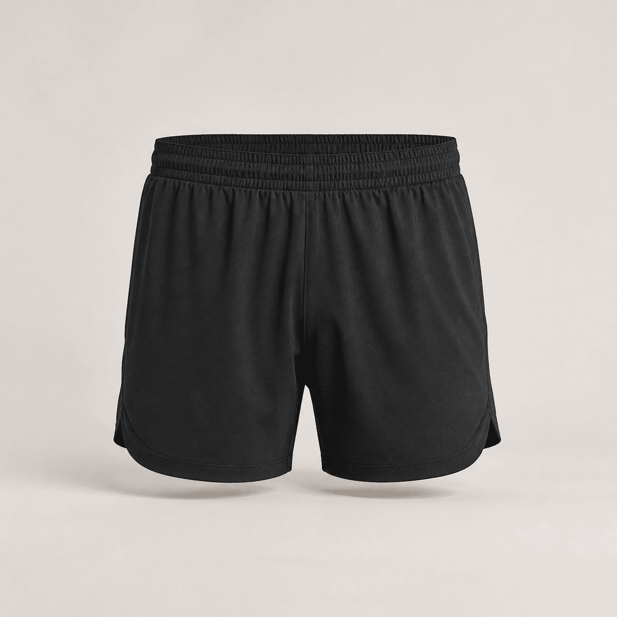 AI-generated demonstration product photograph of gym training shorts