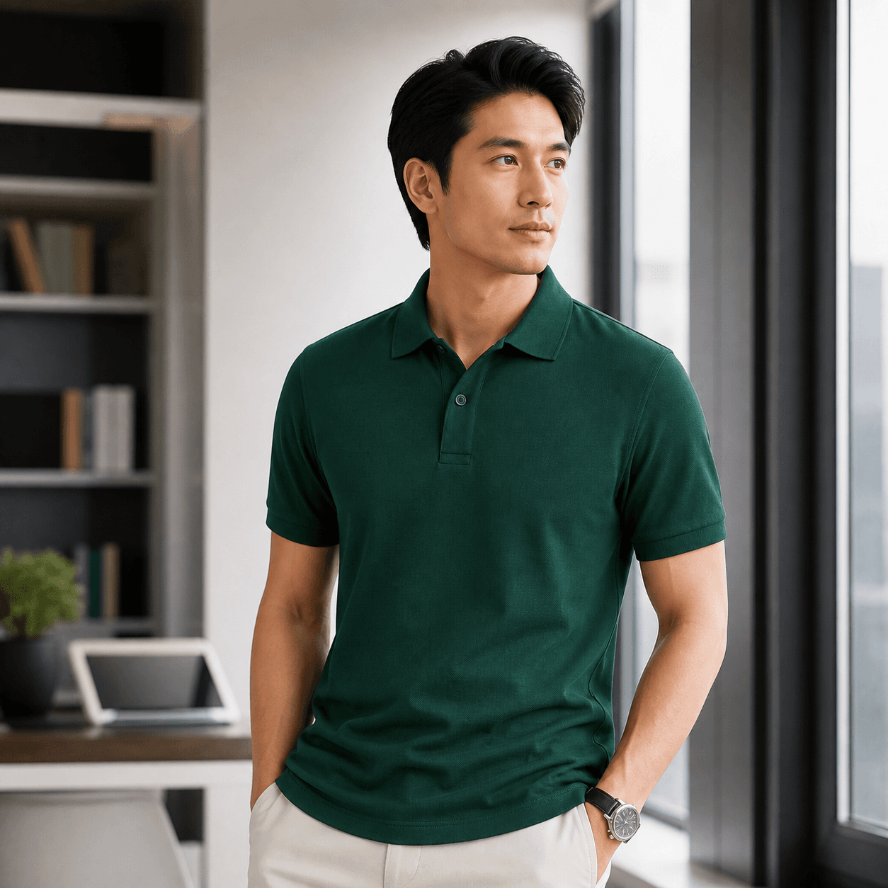 Cotton Polo Shirt Reinforced placket construction