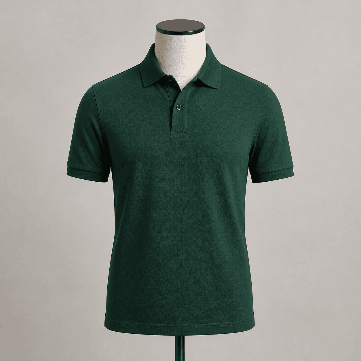 AI-generated demonstration product photograph of cotton polo shirt