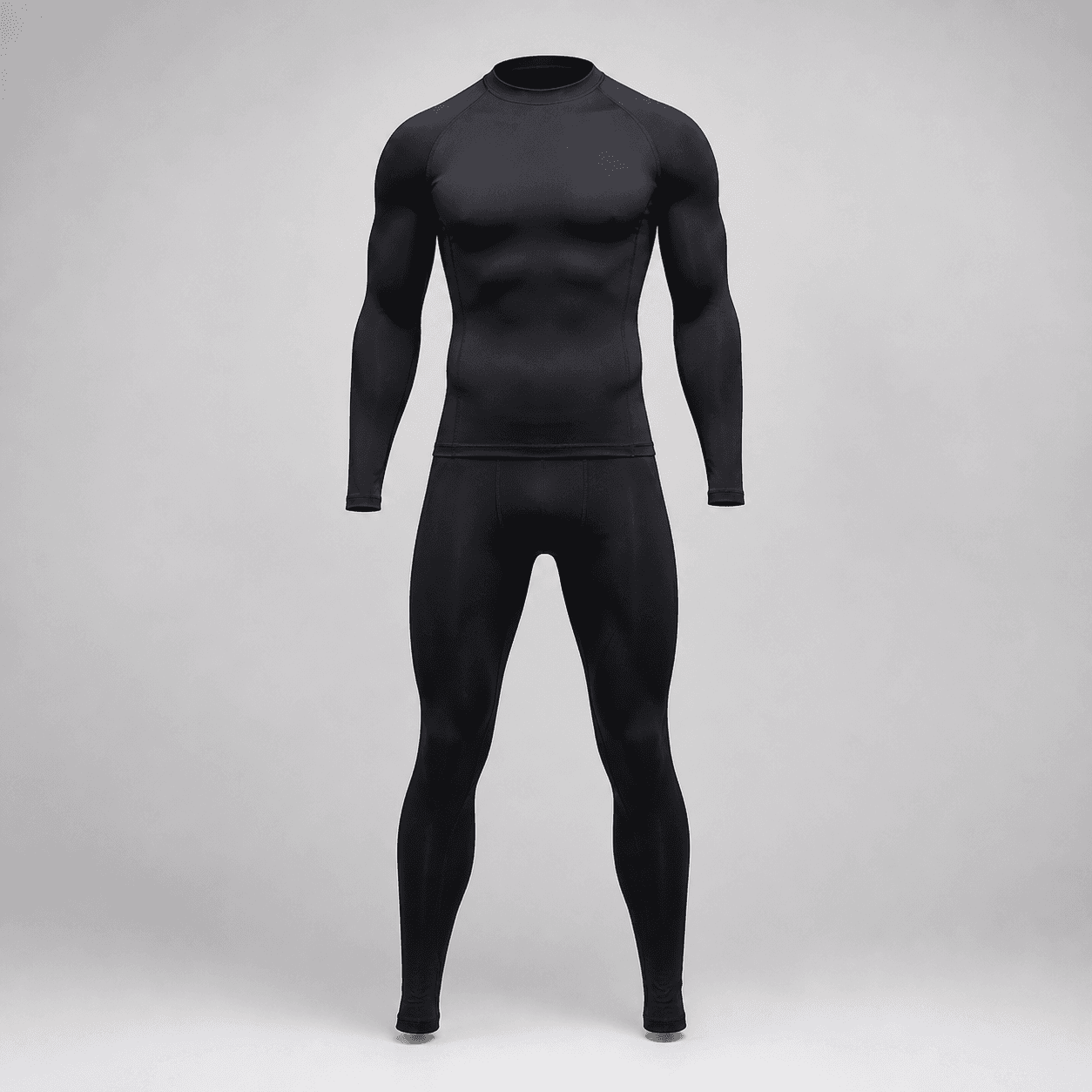 AI-generated demonstration product photograph of compression running wear