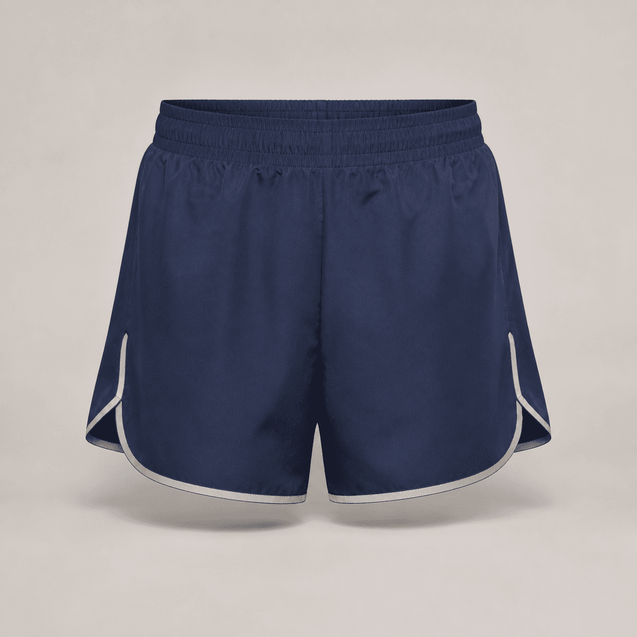 AI-generated demonstration product photograph of running shorts