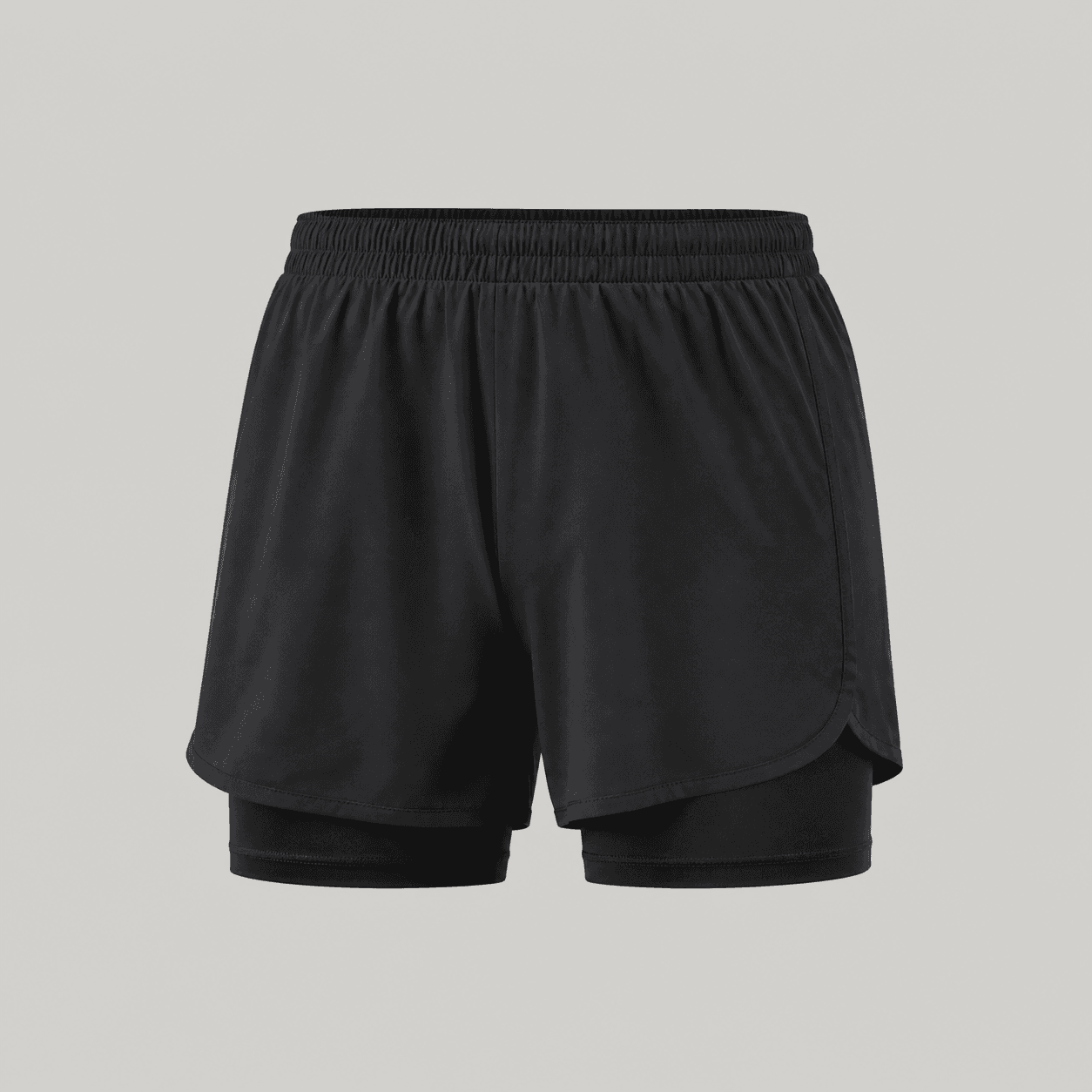 AI-generated demonstration product photograph of running shorts