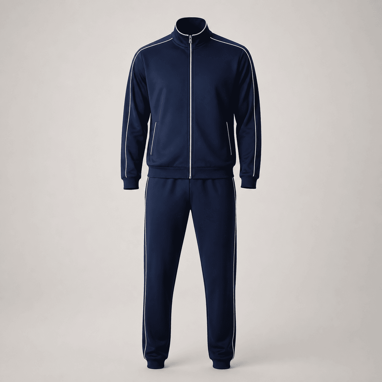 AI-generated demonstration product photograph of track suit