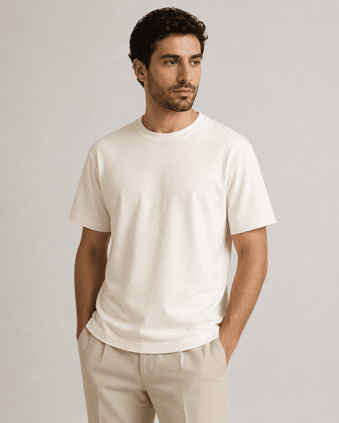 Basic Cotton T-shirt Clean double-needle hems