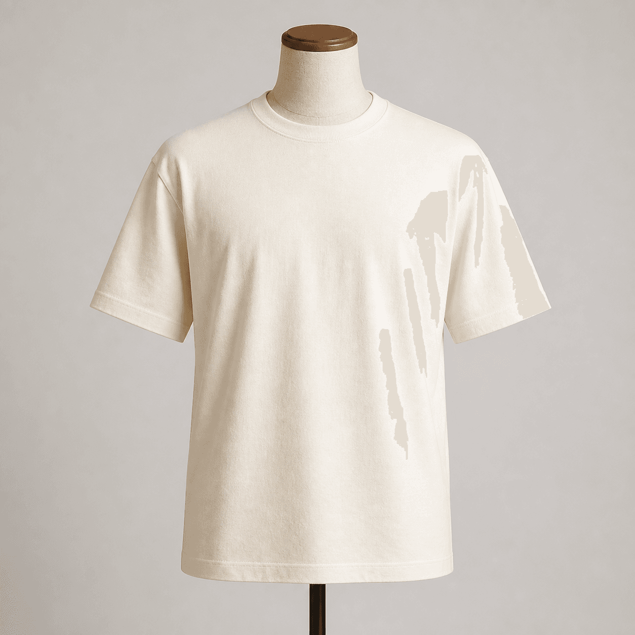 AI-generated demonstration product photograph of basic cotton t-shirt