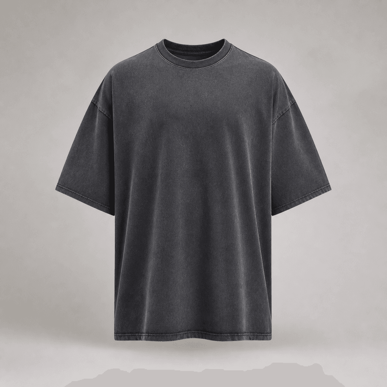 AI-generated demonstration product photograph of oversized t-shirt