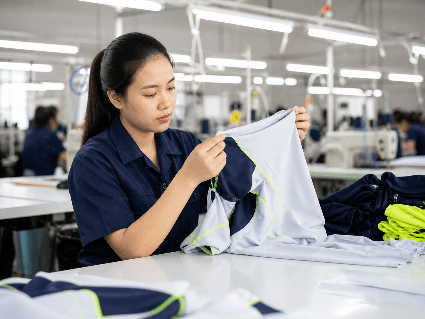 AI-generated demonstration of a garment final inspection
